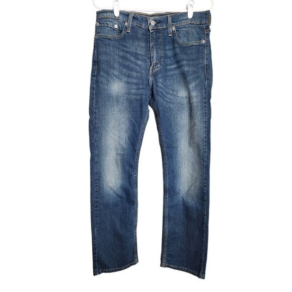 Levis 513 Jeans Mens 30x30 Slim‎ Fit Blue Medium Wash Distressed Denim Stretch - Picture 1 of 6